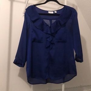 Blue semi-sheer blouse